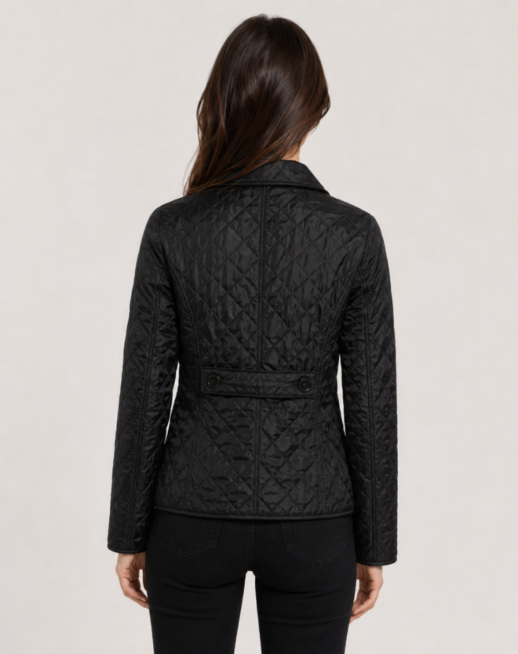 Women's Quilted Jacket with Tailored Fit and Classic Collar - 4 - London-stylehouse.com