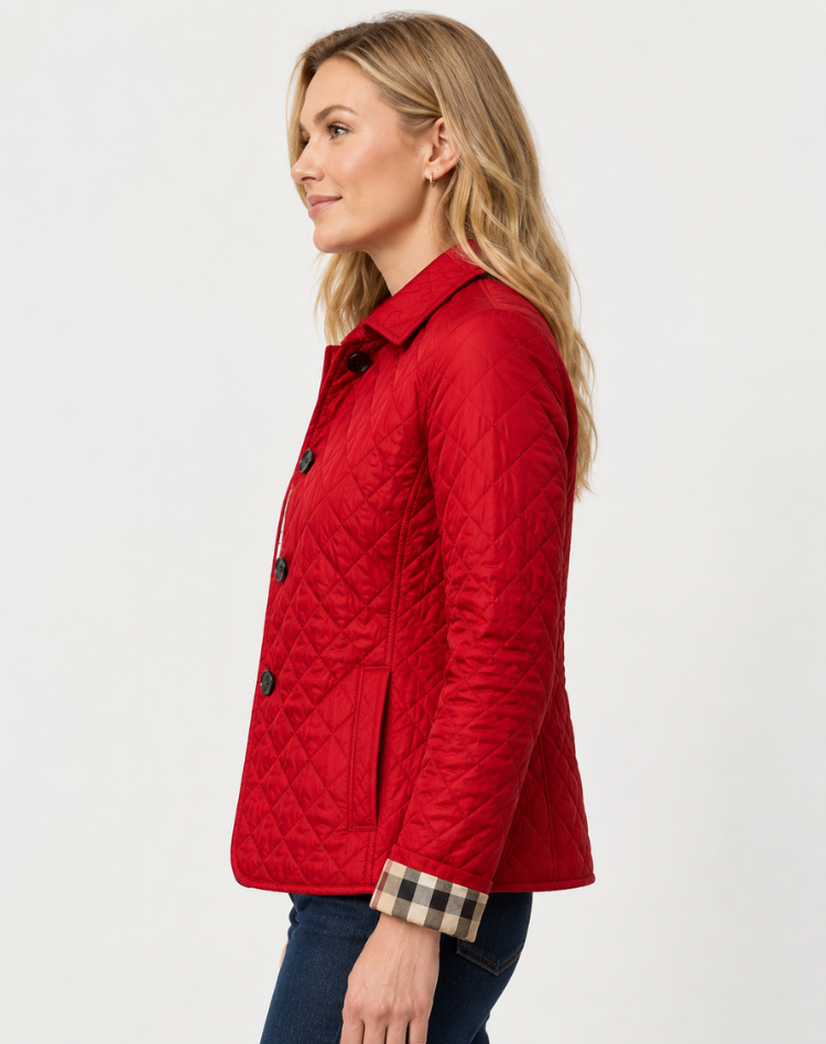 Women's Quilted Jacket with Tailored Fit and Classic Collar - 9 - London-stylehouse.com