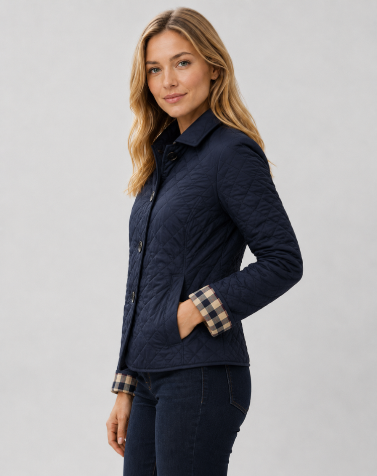 Women's Quilted Jacket with Tailored Fit and Classic Collar - 10 - London-stylehouse.com