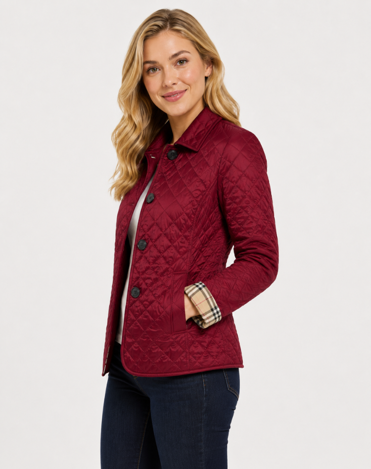 Women's Quilted Jacket with Tailored Fit and Classic Collar - 11 - London-stylehouse.com