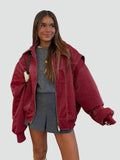 Oversized Women's Jacket with Unique Stitching and Zip Closure - 1 - London-stylehouse.com