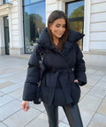 Women's Oversized Jacket with Statement Collar and Adjustable Belt - 1 - London-stylehouse.com