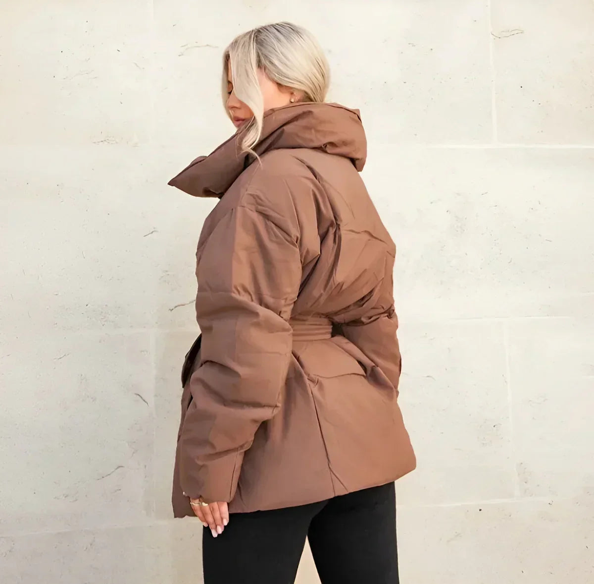 Women's Oversized Jacket with Statement Collar and Adjustable Belt - 7 - London-stylehouse.com