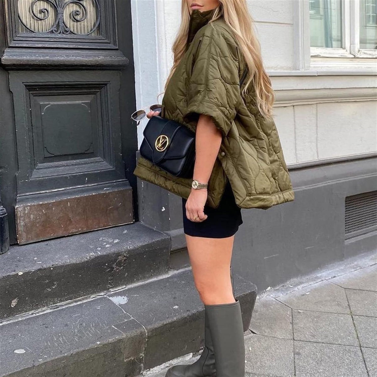 Women's Quilted Jacket with Oversized Fit and High Collar - 2 - London-stylehouse.com