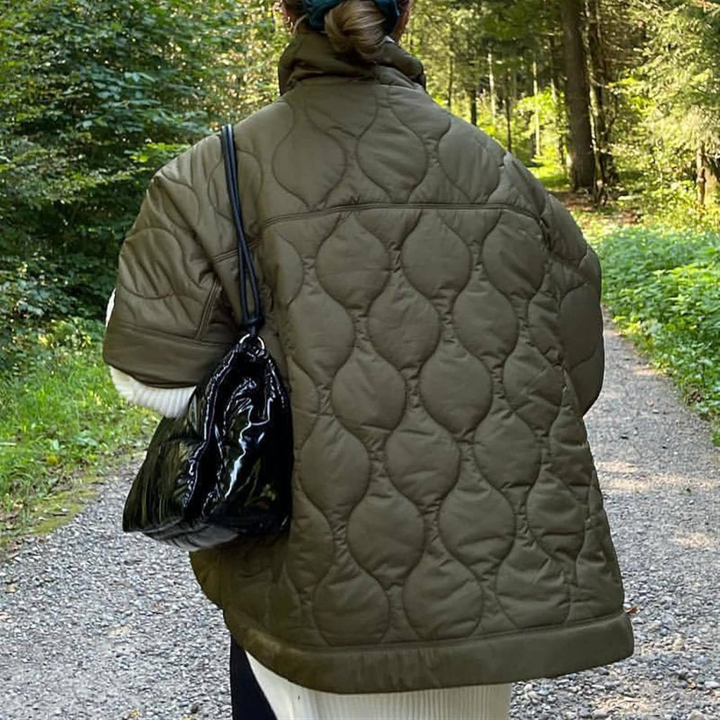 Women's Quilted Jacket with Oversized Fit and High Collar - 3 - London-stylehouse.com