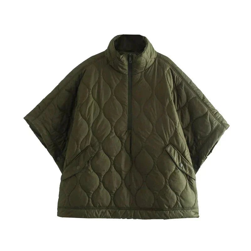 Women's Quilted Jacket with Oversized Fit and High Collar - 6 - London-stylehouse.com