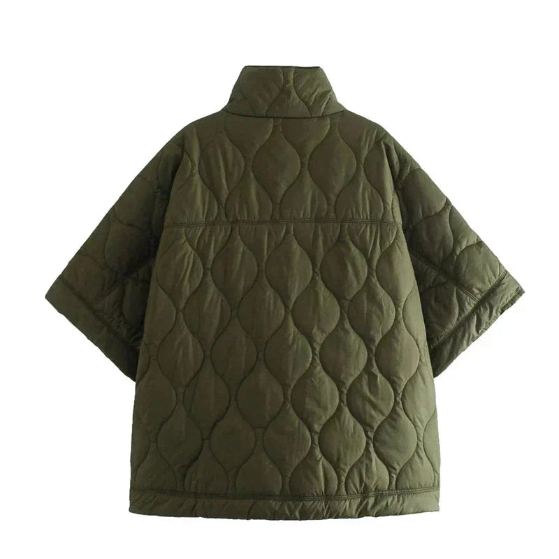 Women's Quilted Jacket with Oversized Fit and High Collar - 7 - London-stylehouse.com
