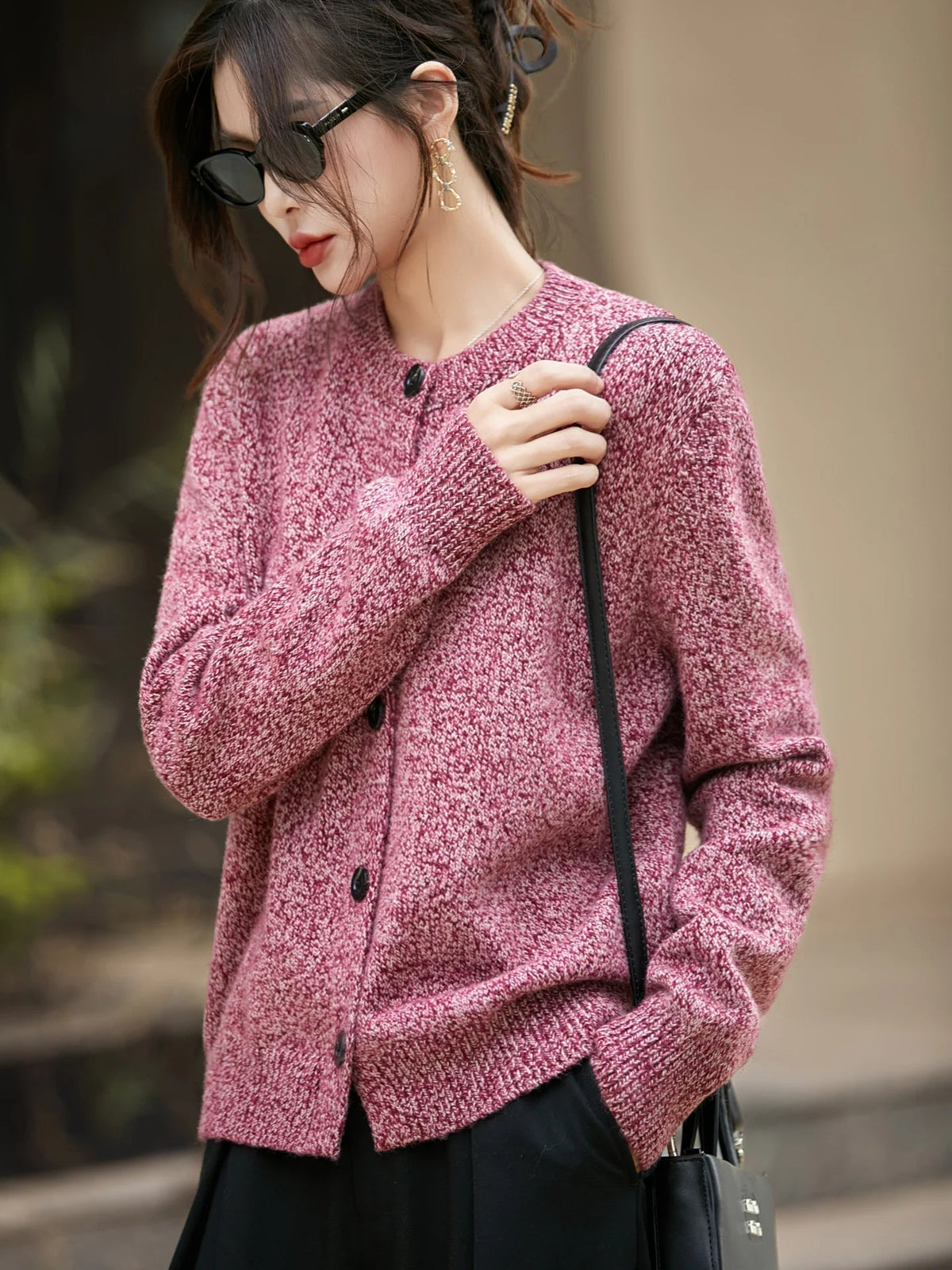 Women's Cardigan with Round Neck and Button Closure for Versatile Styling - 6 - London-stylehouse.com