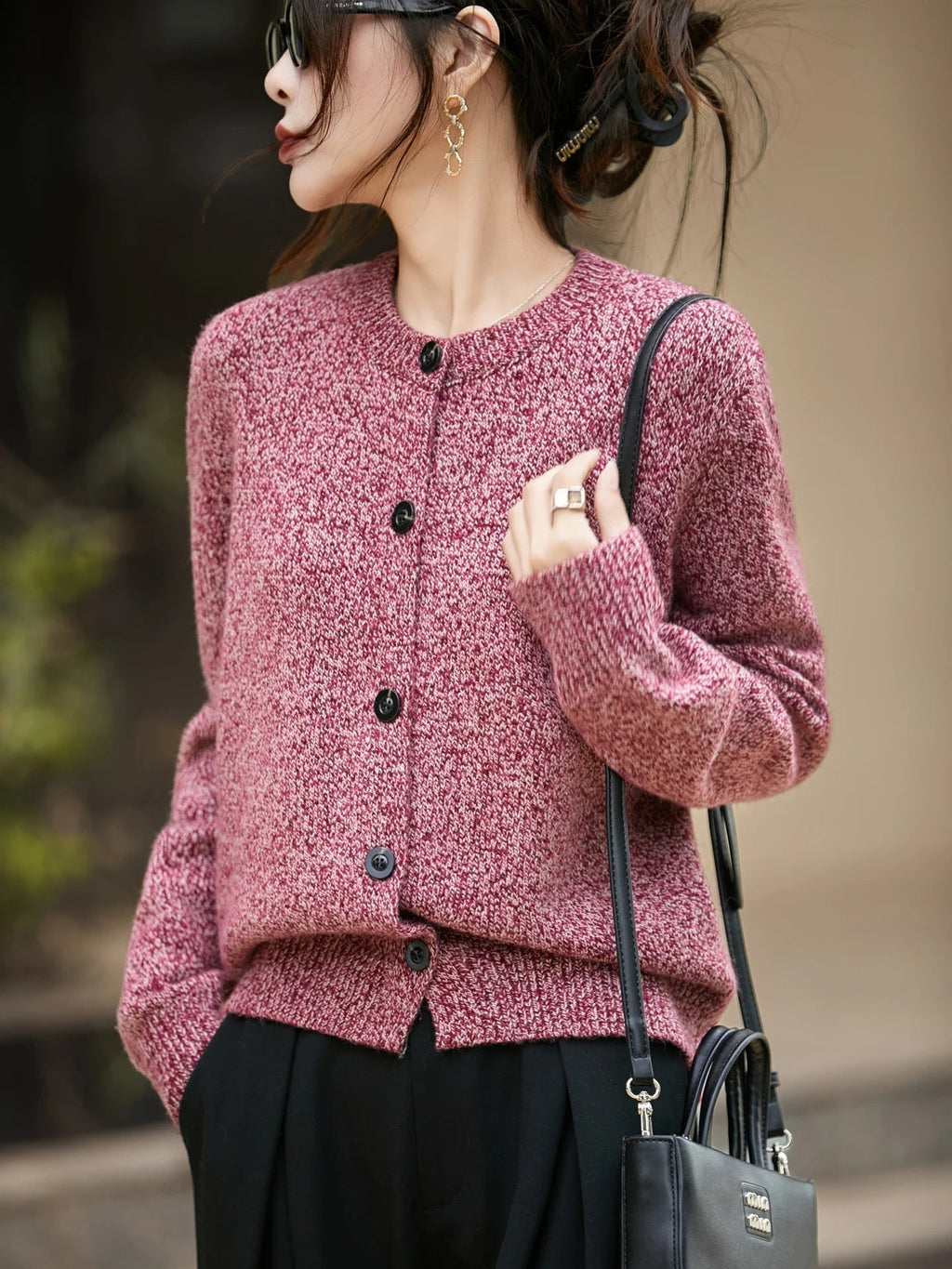 Women's Cardigan with Round Neck and Button Closure for Versatile Styling - 8 - London-stylehouse.com