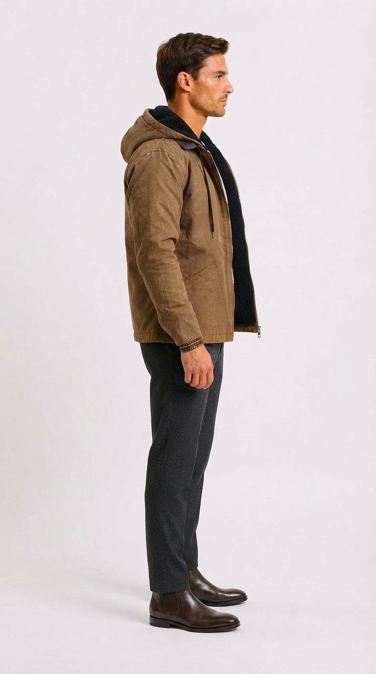 Men's Hooded Jacket with Streamlined Fit and Warm Lining - 2 - London-stylehouse.com