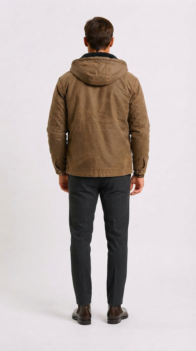Men's Hooded Jacket with Streamlined Fit and Warm Lining - 3 - London-stylehouse.com