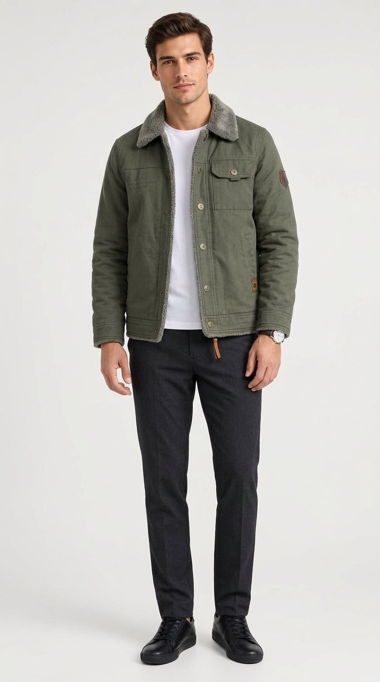 Men's Casual Jacket with Classic Collar and Versatile Pockets - 1 - London-stylehouse.com
