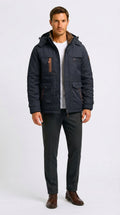 Men's Jacket with Detachable Hood and Functional Pockets - 1 - London-stylehouse.com