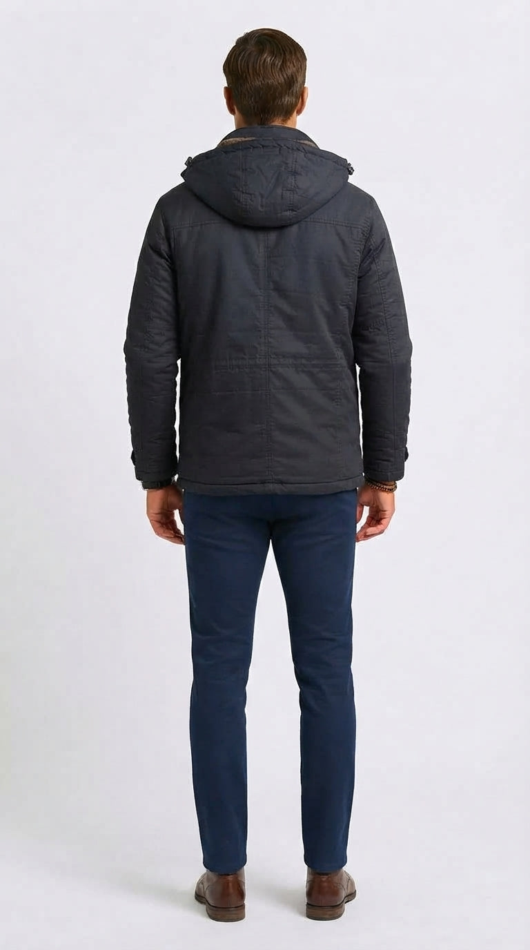 Men's Jacket with Detachable Hood and Functional Pockets - 3 - London-stylehouse.com