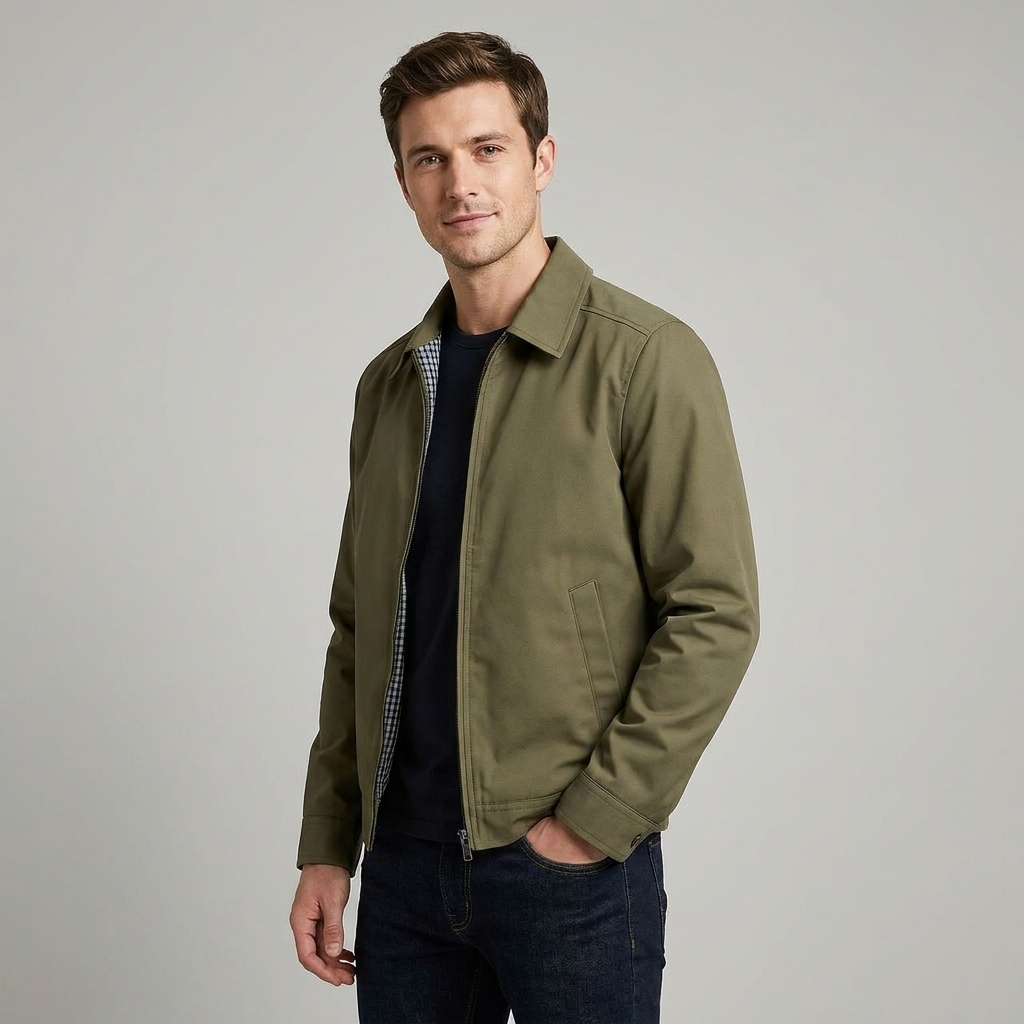 Men's Casual Jacket with Structured Collar and Zip Closure - 2 - London-stylehouse.com