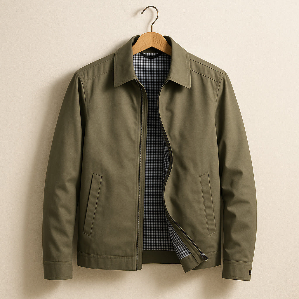Men's Casual Jacket with Structured Collar and Zip Closure - 9 - London-stylehouse.com