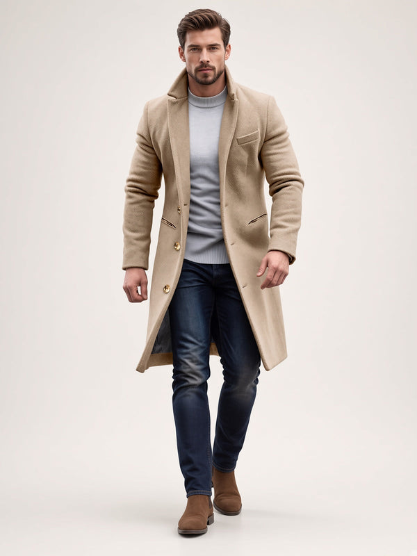 Long Coat for Men | Tailored Fit with Chic Details - 1 - London-stylehouse.com