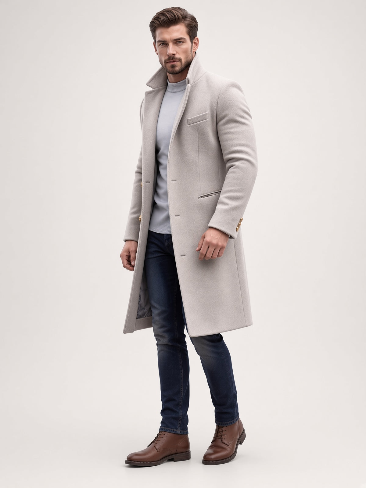 Long Coat for Men | Tailored Fit with Chic Details - 5 - London-stylehouse.com