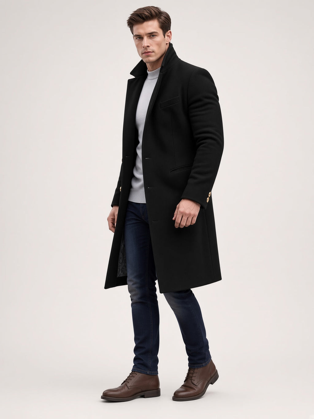 Long Coat for Men | Tailored Fit with Chic Details - 8 - London-stylehouse.com