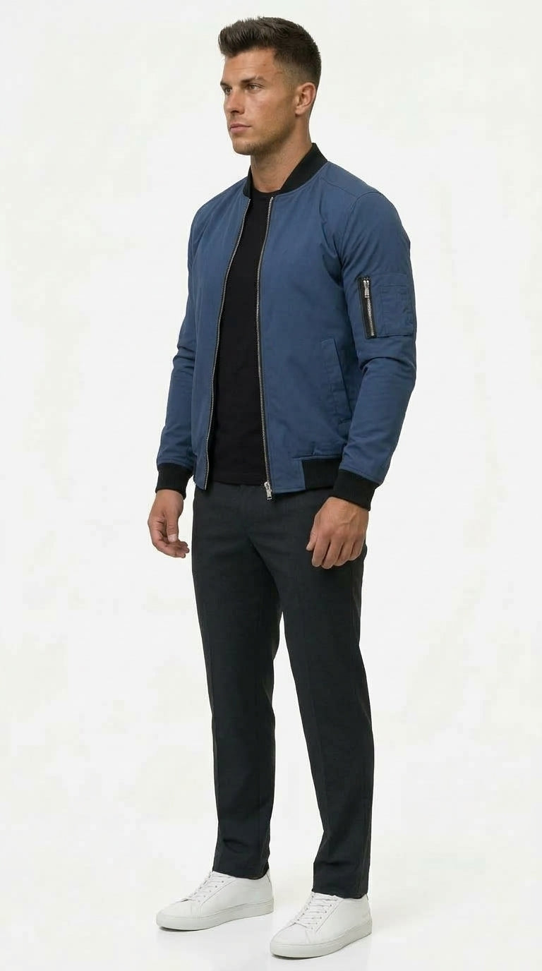 Bomber Jacket Men's Tailored Fit with Functional Sleeve Pocket - 2 - London-stylehouse.com