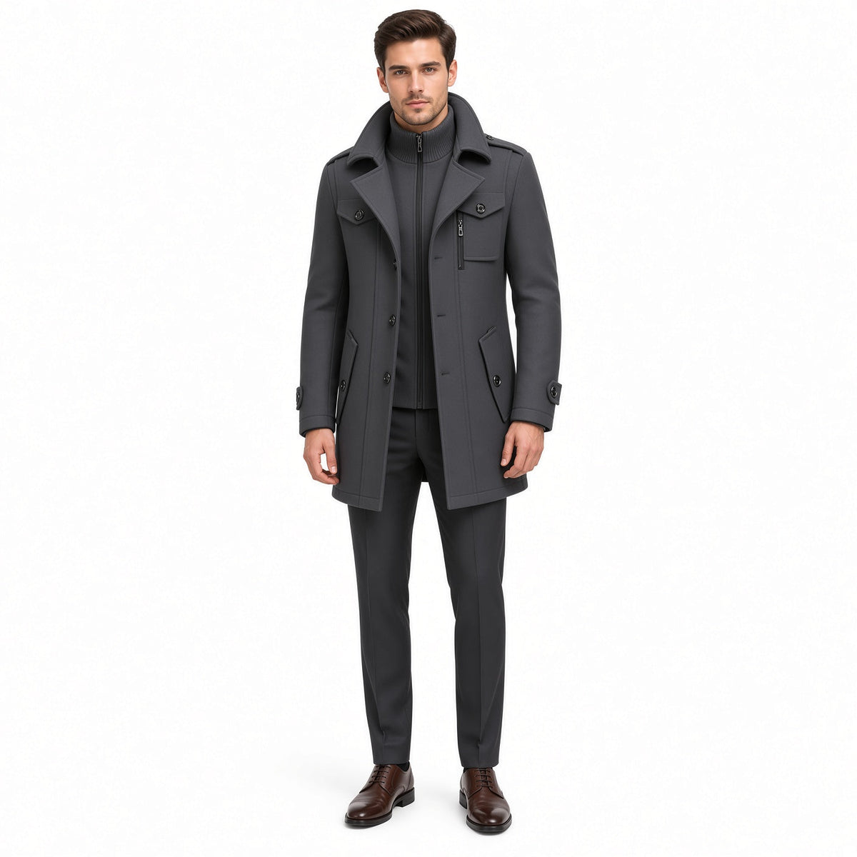Men's Premium Winter Coat with Elevated Collar and Functional Pockets - 2 - London-stylehouse.com