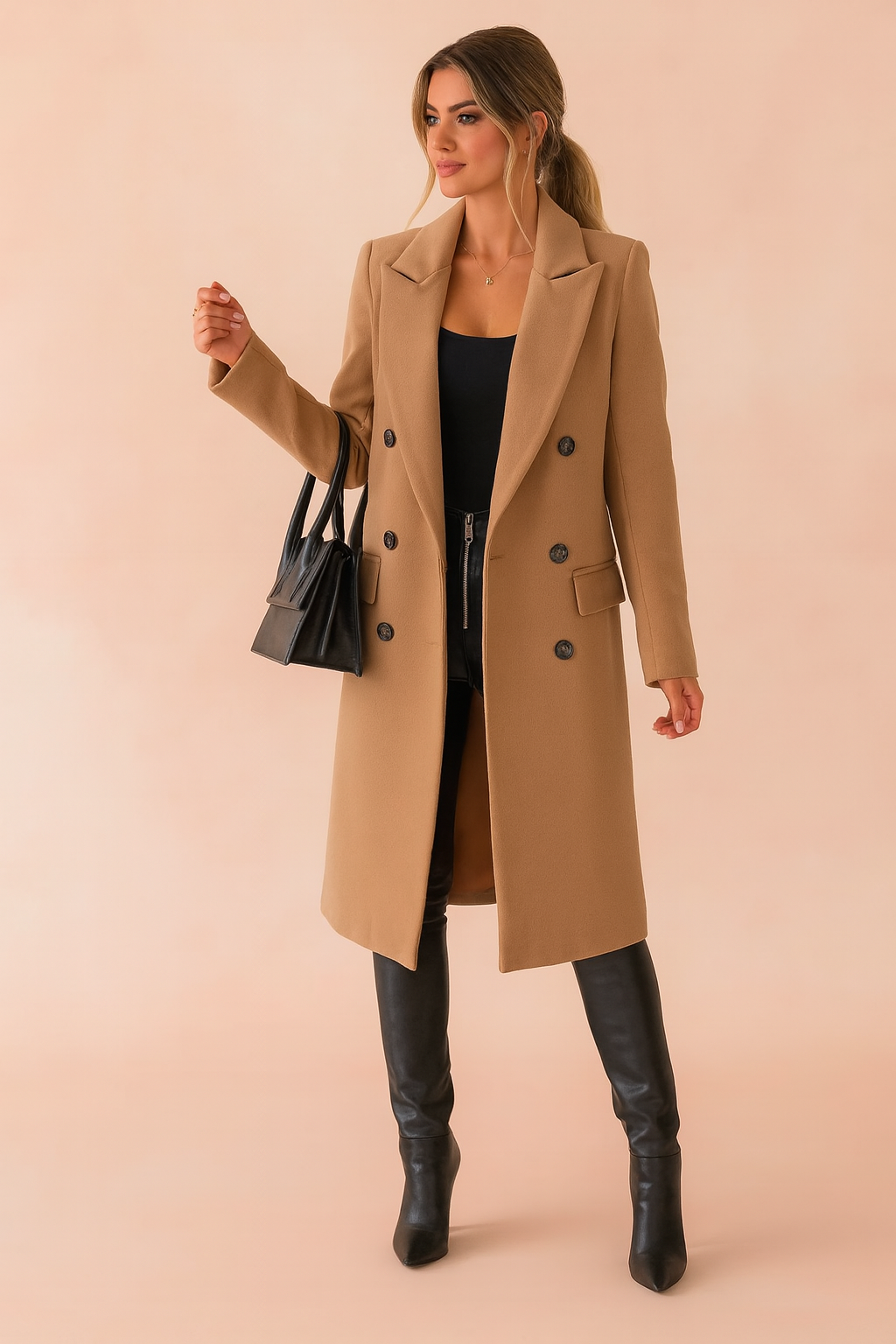 Double-Breasted Women's Coat with Tailored Fit and Elegant Design - 1 - London-stylehouse.com