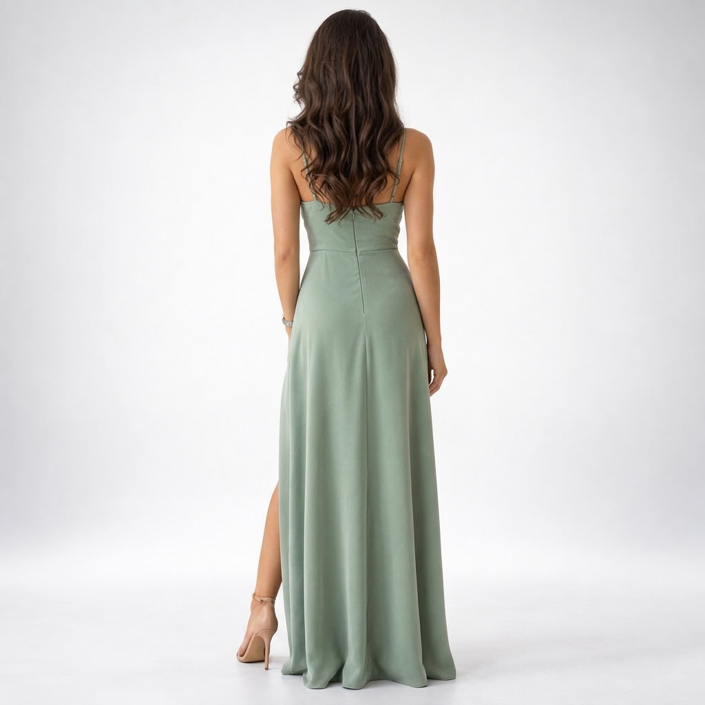 Maxi Dress Women's Draped Silhouette with Side Slit - 2 - London-stylehouse.com