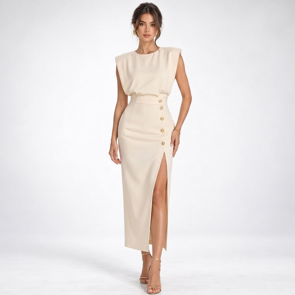 Maxi Dress for Women with Elegant Sleeveless Design and Side Slit - 1 - London-stylehouse.com
