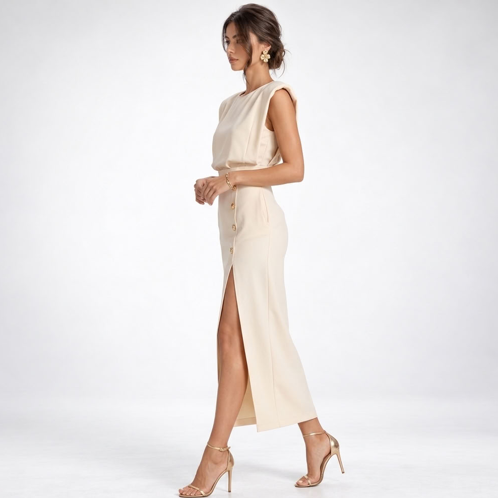 Maxi Dress for Women with Elegant Sleeveless Design and Side Slit - 3 - London-stylehouse.com