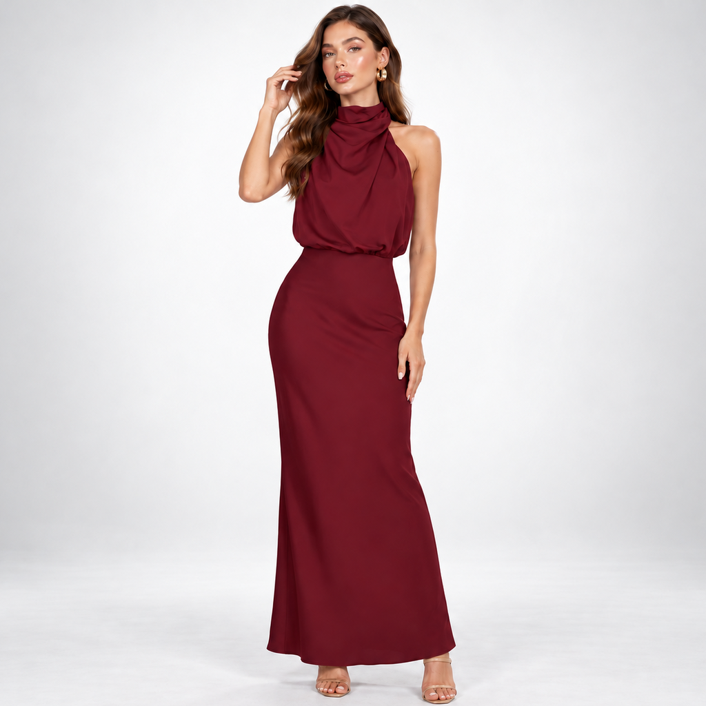 Maxi Dress for Women with Halter Neck and Flattering Fit - 1 - London-stylehouse.com