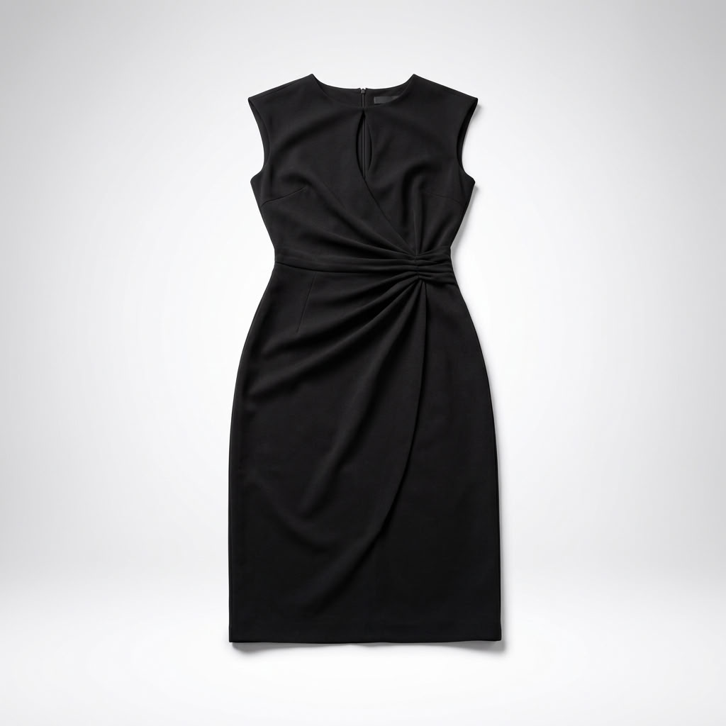 Knee-Length Women's Dress with Fitted Silhouette and Keyhole Detail - 4 - London-stylehouse.com