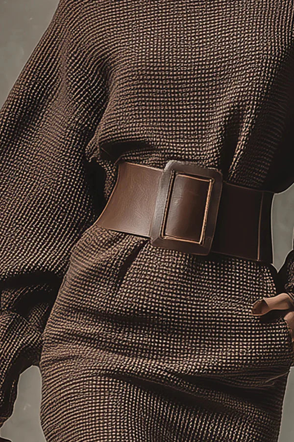 Mini Dress Women with Puff Sleeves and Belted Waist - 3 - London-stylehouse.com
