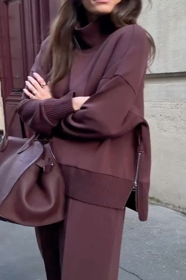 Women's Relaxed Jumper and Trousers Set with Chic Detailing - 2 - London-stylehouse.com