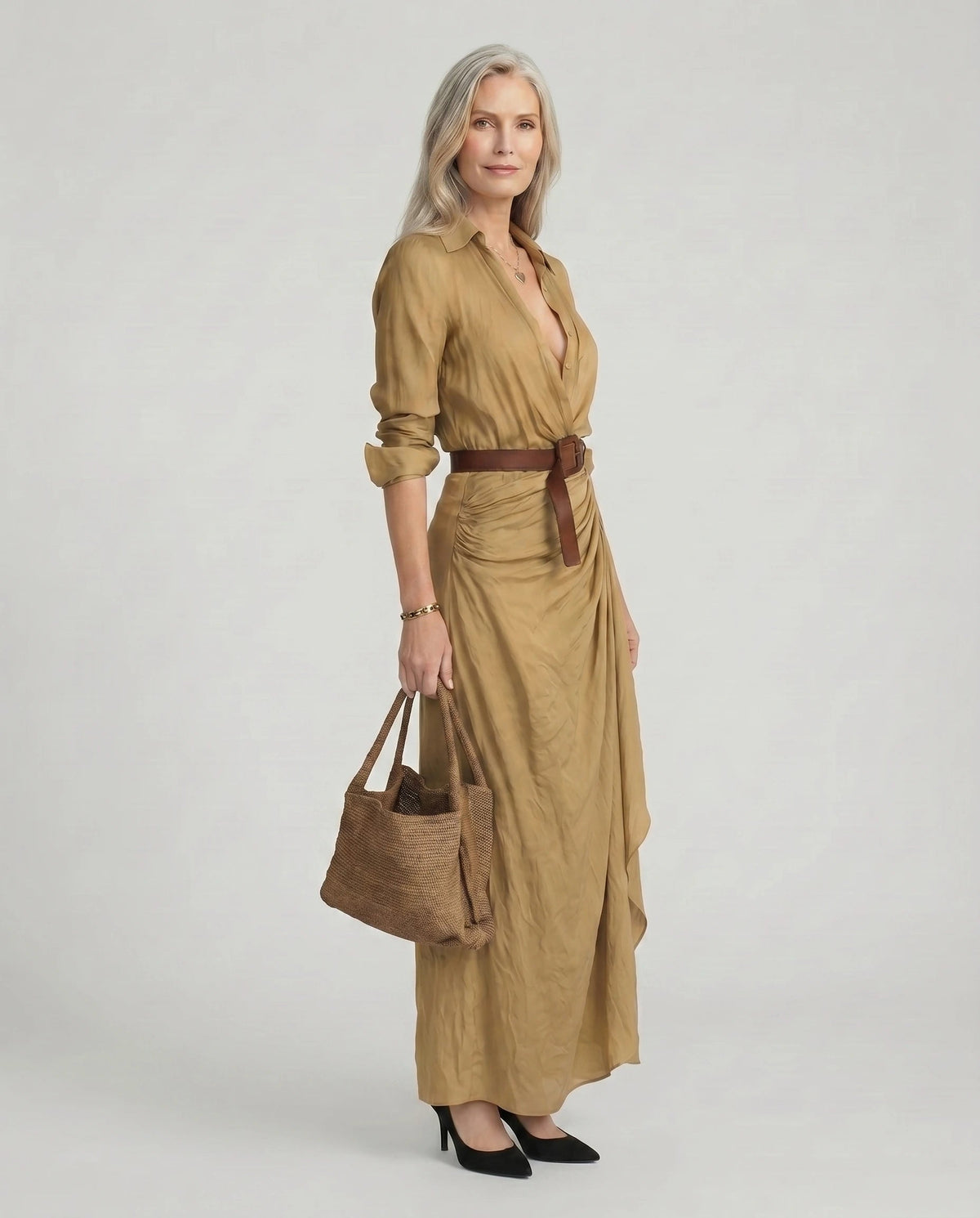 Maxi Dress for Women with Wrap Silhouette and V-Neck - 2 - London-stylehouse.com