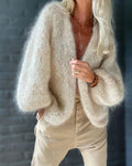 Women's Cardigan with Relaxed Fit and Statement Sleeves - 1 - London-stylehouse.com