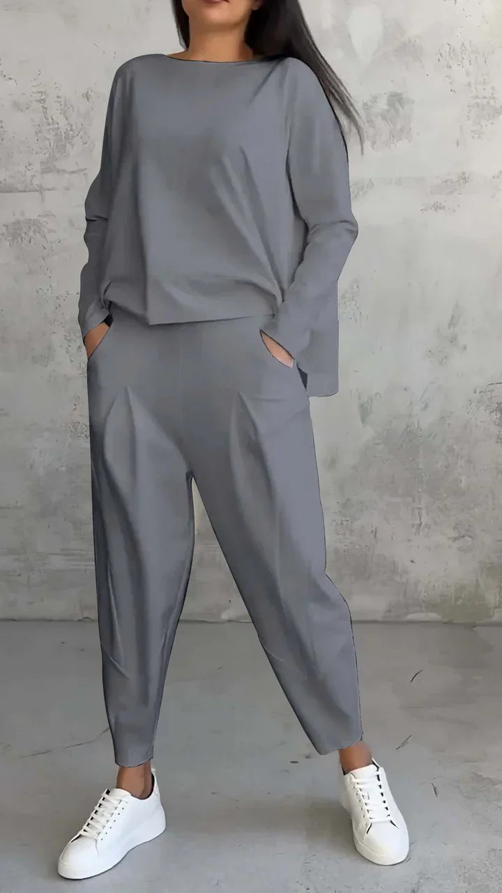 Casual Women's Two-Piece Outfit with Relaxed Fit and Long Sleeves - 2 - London-stylehouse.com