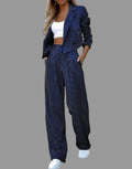 Chic Women's Outfit – Tailored Blazer and Wide-Leg Trousers with Pinstripe Design - 1 - London-stylehouse.com