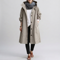 Long Women's Jacket with Hood and Button Front - 2 - London-stylehouse.com