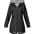 Hooded Women's Jacket with Drawstring Waist and Striped Lining - 1 - London-stylehouse.com