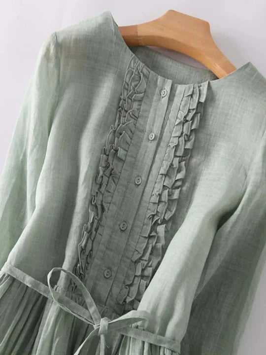 Maxi Dress for Women with Flattering Tie Waist and Ruffled Detail - 1 - London-stylehouse.com
