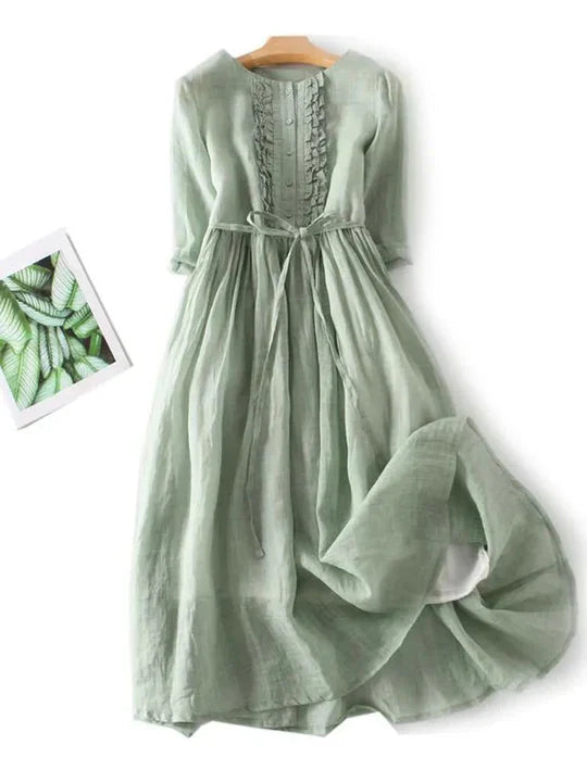 Maxi Dress for Women with Flattering Tie Waist and Ruffled Detail - 3 - London-stylehouse.com