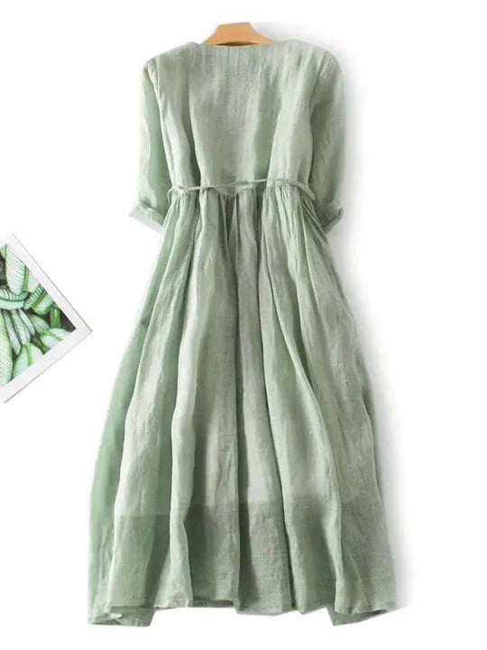 Maxi Dress for Women with Flattering Tie Waist and Ruffled Detail - 4 - London-stylehouse.com