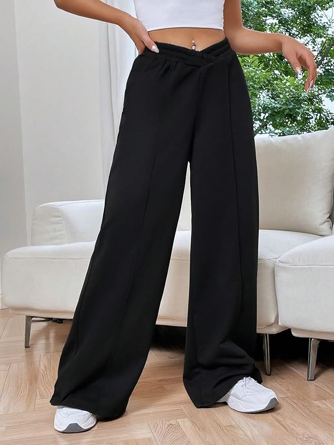 Wide Leg Trousers for Women with Elastic Waist and Relaxed Fit - 2 - London-stylehouse.com