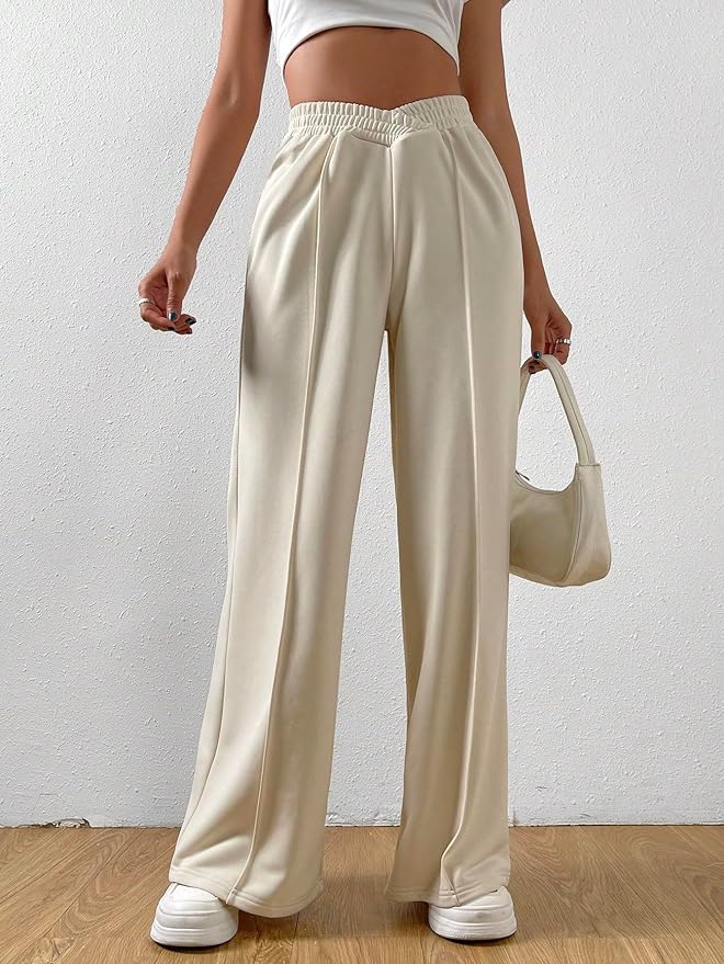 Wide Leg Trousers for Women with Elastic Waist and Relaxed Fit - 3 - London-stylehouse.com