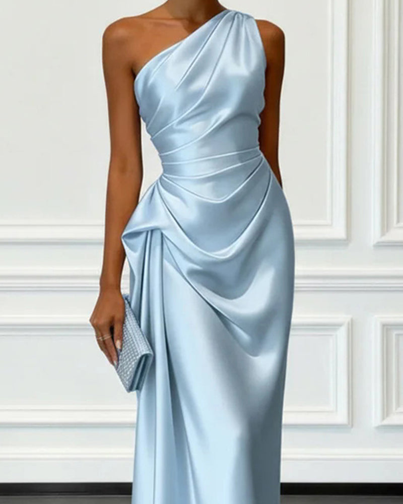 Cocktail Dress Women's Asymmetric One-Shoulder Cut with Draped Design - 6 - London-stylehouse.com