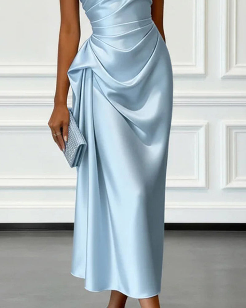 Cocktail Dress Women's Asymmetric One-Shoulder Cut with Draped Design - 7 - London-stylehouse.com