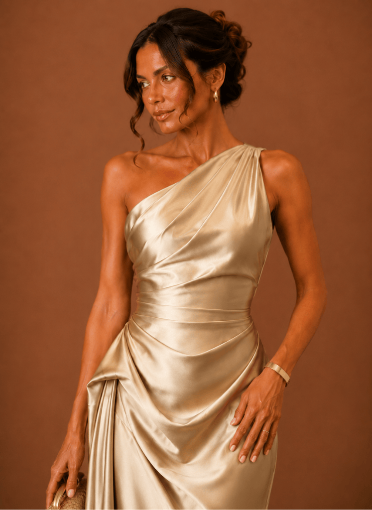 Evening Dress Women One-Shoulder Cut with Draped Detail - 4 - London-stylehouse.com