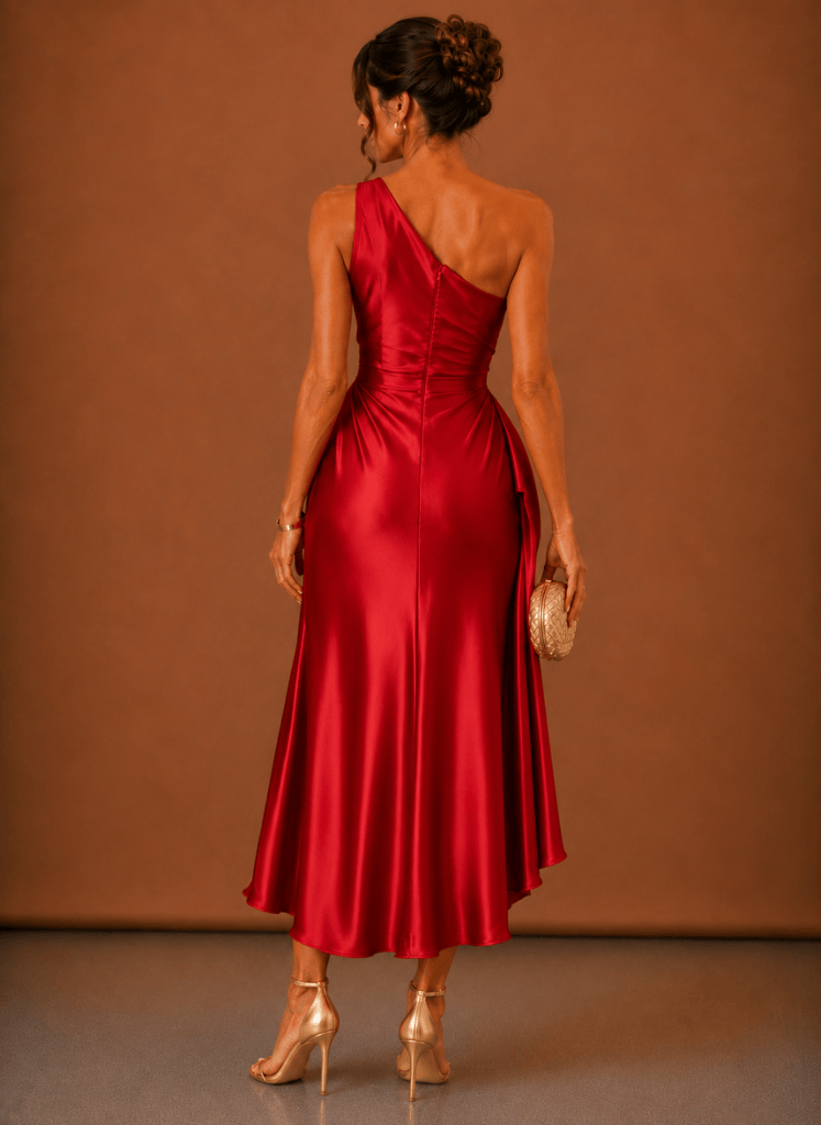 Evening Dress Women One-Shoulder Cut with Draped Detail - 10 - London-stylehouse.com
