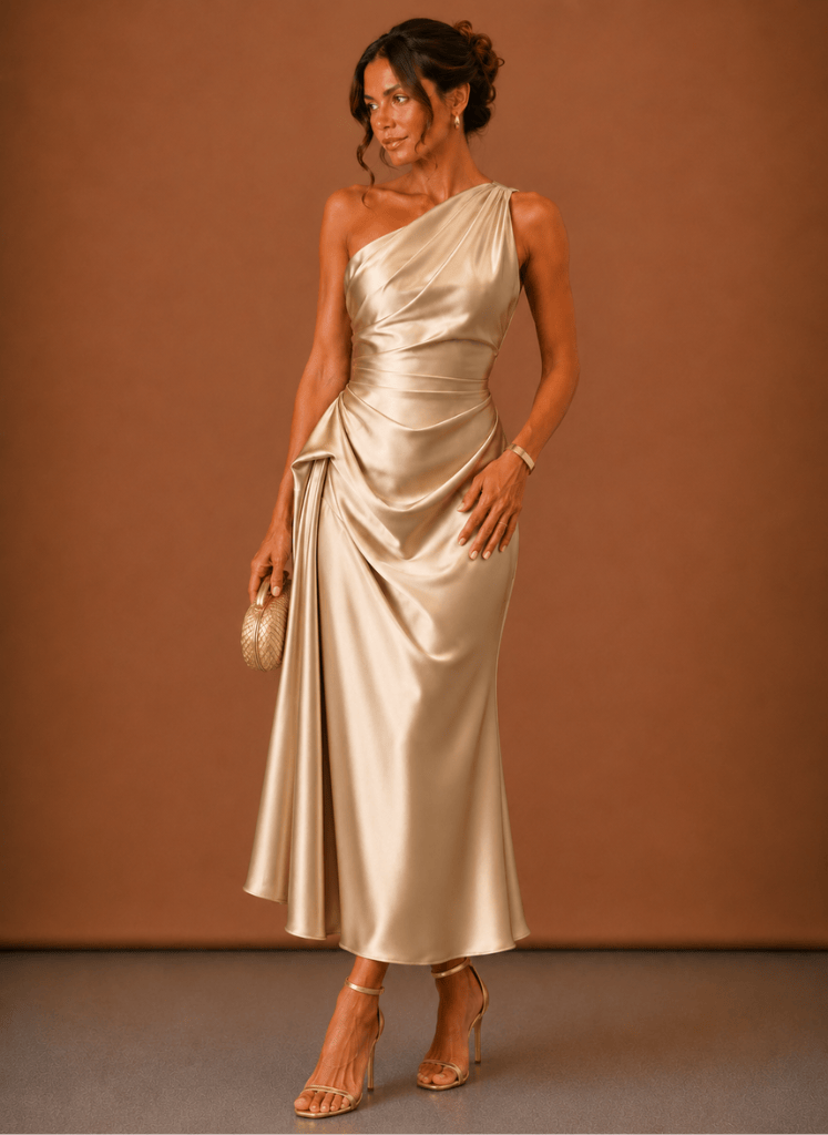 Evening Dress Women One-Shoulder Cut with Draped Detail - 12 - London-stylehouse.com