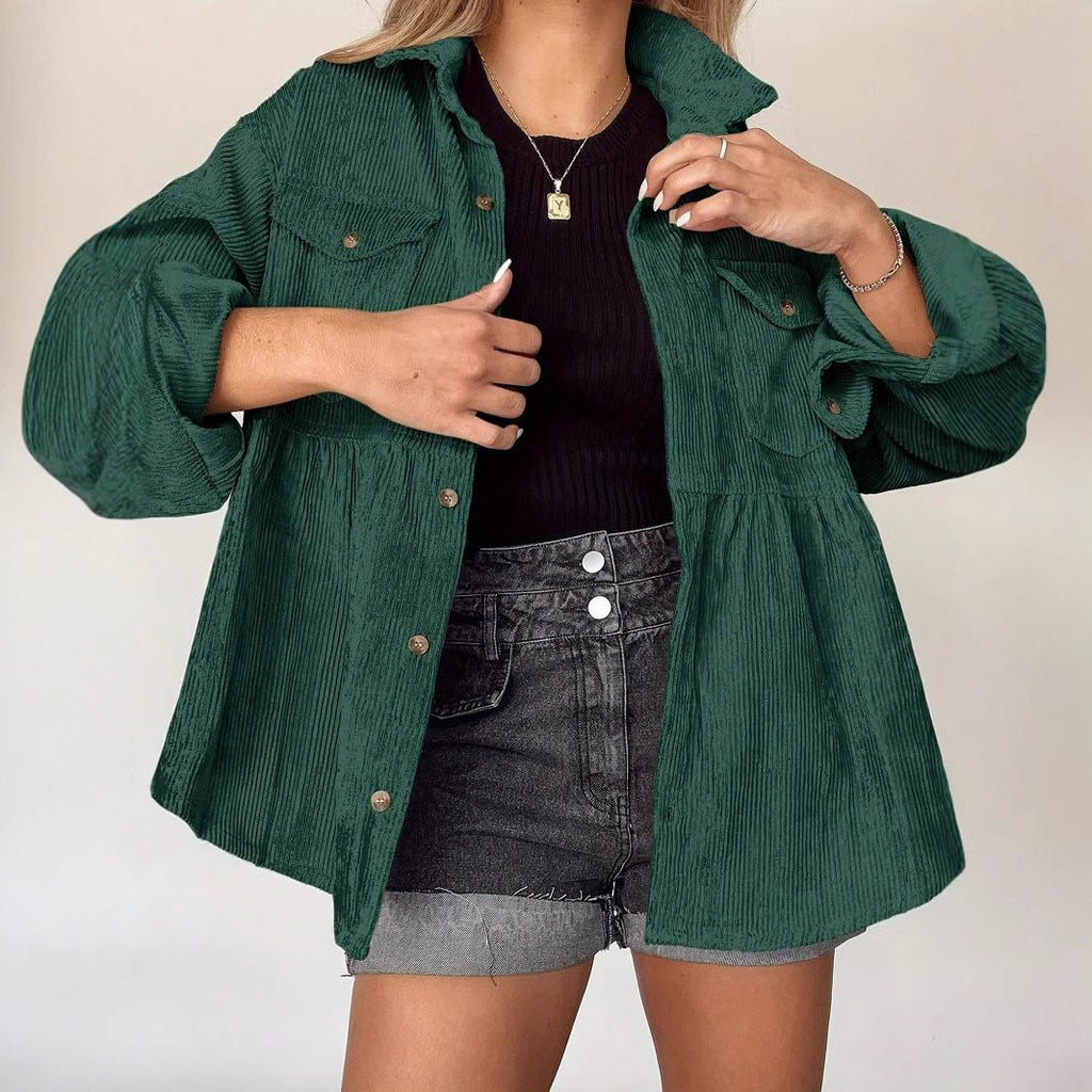 Oversized Women's Jacket with Pleated Back and Button Detail - 4 - London-stylehouse.com